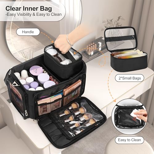 TANTO Large Makeup Bag, Portable Cosmetic Travel Bag for Makeup Artist