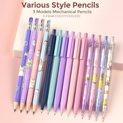 Nicpro 45PCS Mechanical Pencils with 462 Lead Refills (Pink) - size: 47 PCS