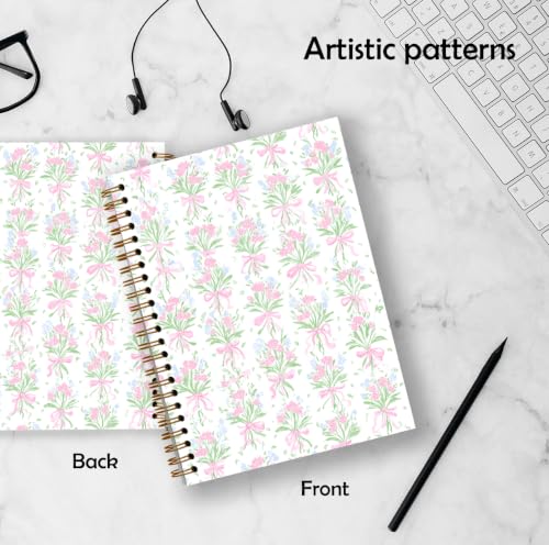 Qykwz Coquette Pink Bow Flower Spiral Notebook 5.5x8.3 - color: Color_K