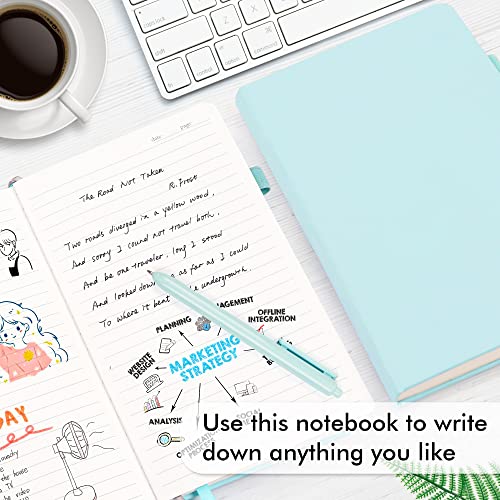 feela 12 Pack Notebooks Journals Bulk, Hardcover Notebook Classic Ruled Lined Journals with Pen Holder for Women Girls School Business Supplies, with 12 Black Pens, 120 GSM, 5.1”x8.3”, A5, Sky Blue - color: 12 Sky Blue