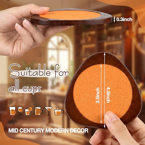 Newtay 6 Pcs Mid Century Modern Coasters Wood Absorbent Coaster,Multicolor - color: Colorful