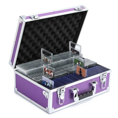 Collectable Trading Card Cases, Toploaders Storage Box, Magnetic Card Storage Hard Cabinet, Graded Card Storage Case, Sports & Trading Collector Storage Box (Purple) - color: Purple, size: Large