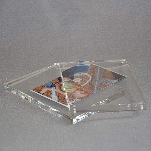 Clear Acrylic Photo Frame,Magnetic Perspex Picture Holders Table Standing Double Side Displays, 10mm+10mm Thickness Transparent,Stand In Desk &Table Frames (1, 3.5x5) - size: 3.5x5"