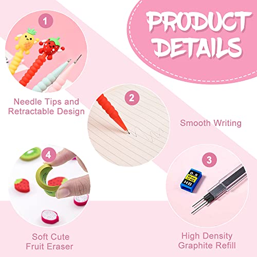 24PCS Cute Mechanical Pencil Set, 8PCS Pastel Mechanical Pencil 0.5mm
