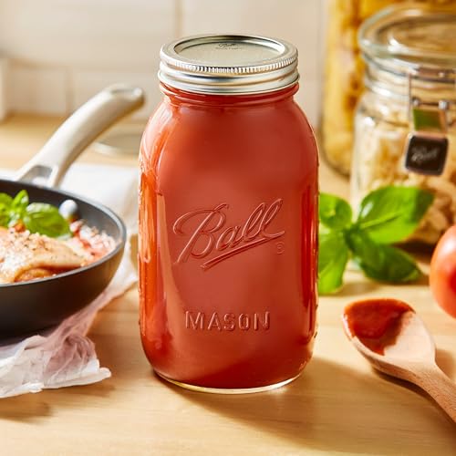Ball Regular Mouth Glass Mason Jars with Lids and Bands, Used for Canning (Quart, 32 Ounce (Pack of 4)) - color: Clear, size: 32 Oz (Pack of 4)