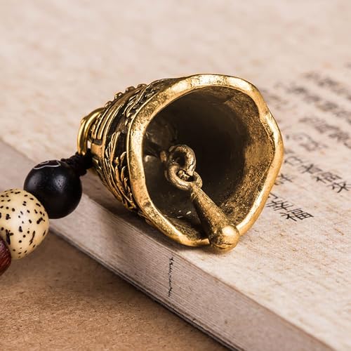 Brass Decorative Bells Keychain, Hanging Lucky Bell for Car Keys or Backpack as Good Luck Charms - style: Dong Huang Bell