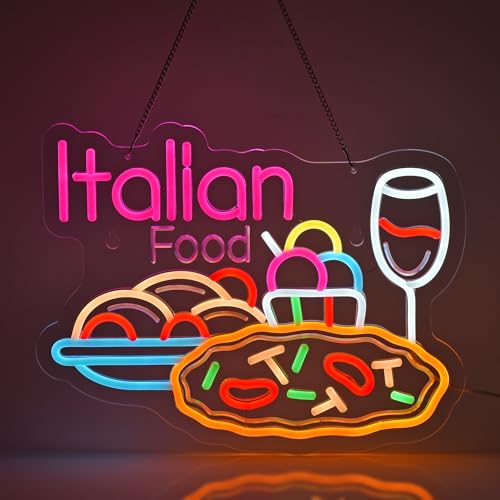 Italian Food Neon Sign,Italian Restaurant LED Light Wall Decor Sign - color: Pink-ITALIAN FOOD