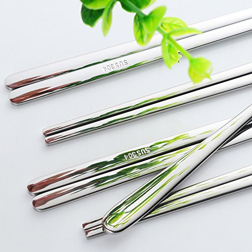 Buyer Star 4 Set Silver Korean Chopsticks Spoon Set Reusable Metal Stainless Steel Spoon Chopstix Set - color: silver-flat chopstick and spoon