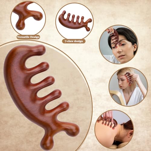 ProSuites 3 Pcs Wooden Head Scalp Massager Comb, Head Massage Tool for Relaxation Hair Gua Sha Comb for Mother,Gaughter,Wife - style: Massager-A