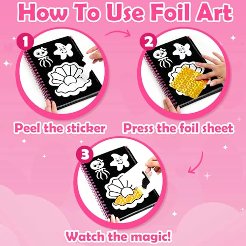 FUNNYB&G Foil Art Craft Kit for Kids, Sparkly Birthday Gift Toy for Girls - style: Mermaids