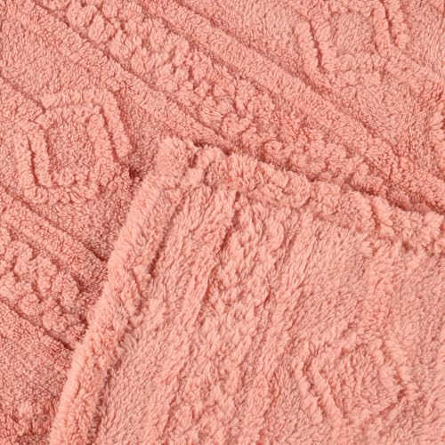Superior Fleece Boho Jacquard Blanket, Decorative Blankets for Bedroom, Sofa, Fuzzy, Plush, Fluffy, Soft, Cute Room Decor, Beautiful Cover, Comfort Essentials, Arctic Collection, Throw XL, Blush - color: Blush, size: Throw XL