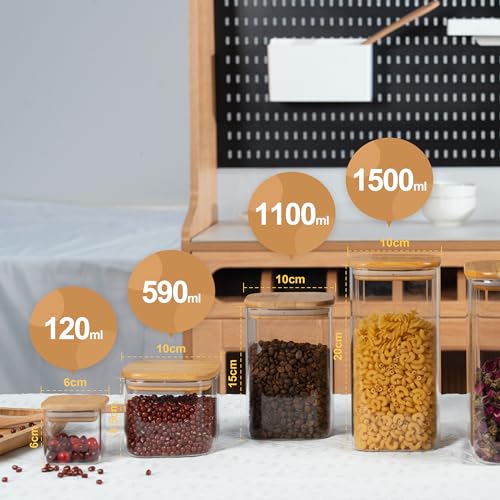 D2scrma 22oz/0.7Qt/650ml Square Glass Storage Containers with Lids 6-Pack - size: 22oz*6