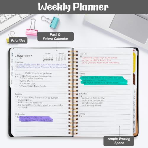Xqumoi 2027 A5 Planner Funny Skeleton Swear Weekly and Monthly Planner Gift - color: Rules Skeleton 2027, size: A5