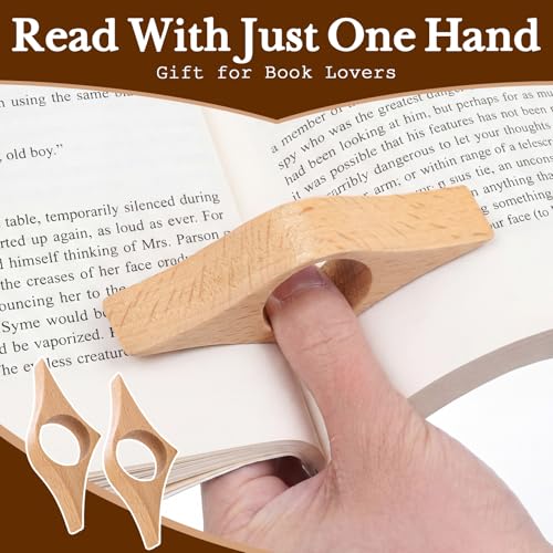 Resurhang 6 Pcs Wood Thumb Book Page Holder for DIY, Beech Wood, Grid - color: Beech Wood, size: Grid