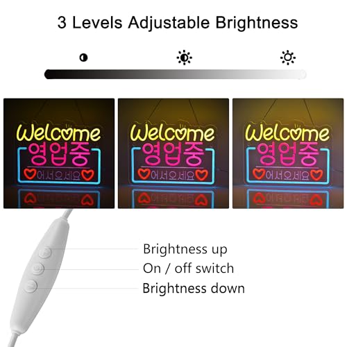 Korean Welcome Neon Sign,Korean Food Bar LED Light Wall Decor Sign - color: Yellow-Korean Welcome