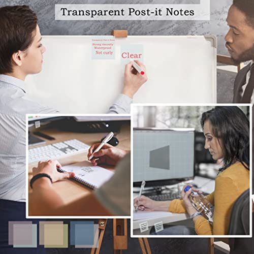 YOUDEFUL 800Pcs Transparent Sticky Note, 3"x3" Clear Sticky Note, White - size: Square White