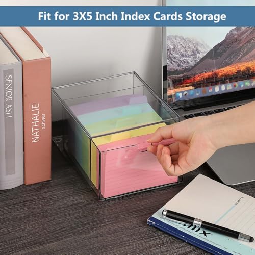 BTSKY 1 Pack Clear Index Card Box 3 x 5 Inch for Office Desk, Plastic