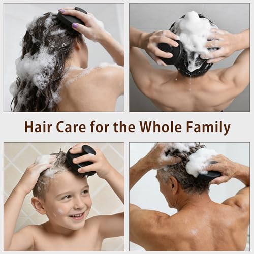 Nimiah Scalp Massager Hair Growth - Extra-Soft Silicone Hair Shampoo Scrubber with Longer Flexible Bristles for Gentle Detangle, Deep Cleanse & Head Massage, Manicure Safe & Travel-Friendly - color: Black