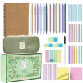 Bible Study Supplies Journaling Kit with Case Highlighters Pens Tabs Pencil - color: White Green