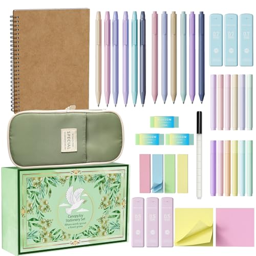 Bible Study Supplies Journaling Kit with Case Highlighters Pens Tabs Pencil - color: White Green