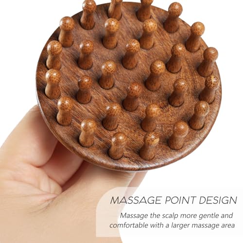 Wooden Scalp Massage Comb - Sandalwood Head Massager Tool, Gua Sha Brush for Women Men Hair Growth Body Massage - size: round