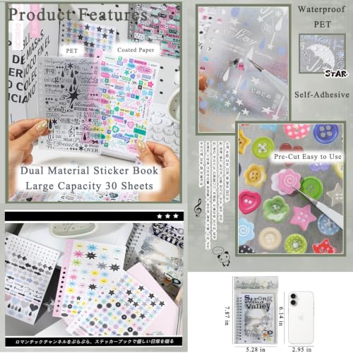 Japanese Sticker Book for Scrapbooking Supplies, Korean Stickers for DIY - color: Atmosphere