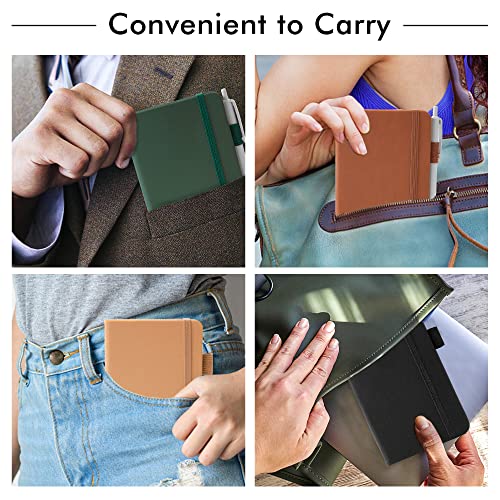 feela Pocket Mini Notebooks Bulk, Small Cute Memo Notepads Hardcover College Ruled Lined Journals with Pen Holder for School Business Work, with 6 Black Pens, 3.5”x 5.5”, 6 Pack, A6, Vintage Colors - color: 6 Vintage Colors