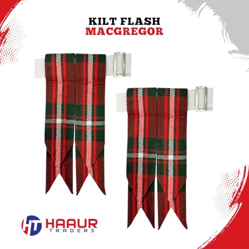 Men's Men's Tartans Kilt Flashes with Heavy Buckle Elastic Adjusters Fit - color: Macgregor