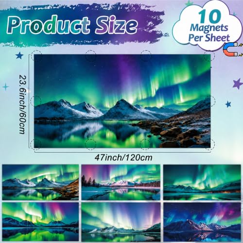 6 Pack Fluorescent Light Covers with 60 Magnets Decorative for Classroom Ceiling Lights 4 x 2 Feet Magnetic Light Covers Filter Easy Install for Office Home Hospitals Drop Ceiling Supply (Blue Aurora) - color: Blue Aurora