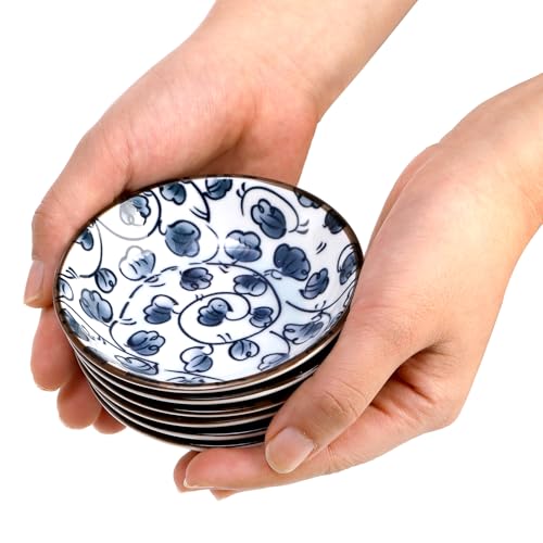 ZENFUN 12 Pcs Soy Sauce Dishes, Tiny Bowls, 3 oz Dipping Bowls for Condiment Sushi, Elegant Mini Bowl for Side Dish, Ketchup, Appetizer Plates, Ceramic, Blue and White (Pack of 2) - size: mini (Pack of 2)
