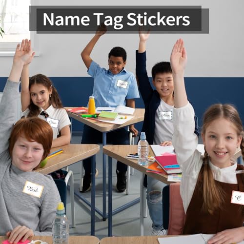 Starboling Name Tag Stickers, 200 Pcs 3"x2" Multicolor Plain Labels With Colorful Border for Office, Meeting, School and Home - color: Multicolor