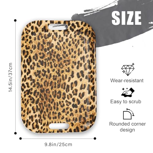 Serving Trays with Handles, 14.5 x 9.8 inch Rectangular Plastic Tray for Restaurant, Kitchen, Brown Leopard - color: Brown Leopard