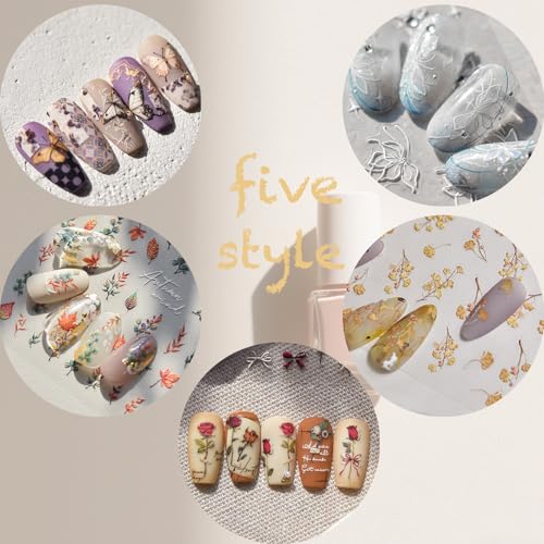 Nail Stickers 5D Embossed Self-Adhesive Nail Art - color: Amber Whisper