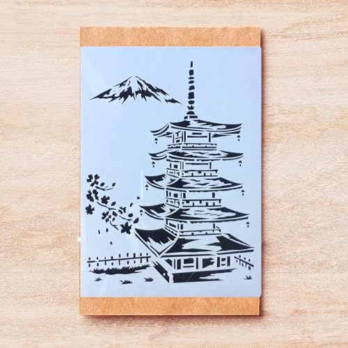 TIAMECH A4 Reusable Japanese Tower Stencil for Painting - style: Japanese Tower