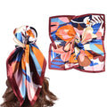 35 Inches Silk Head Scarf-Satin Hair Scarves Silk Bandana Scarf Headscarf for Women's Fashion Scarves - color: Colorful Sunflower - Wine Red