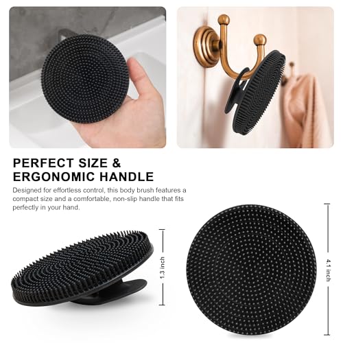 INNERNEED Silicone Body Scrubber Gentle Exfoliating Brush Set, Black+ Blue - color: (Set2) Black+dark Blue