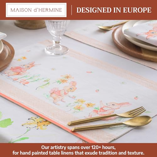Maison d' Hermine Placemats Set of 4 Reusable 100% Cotton (13"x19") - color: 008 - Bunny Party, size: 13" X 19" (Pack of 4)