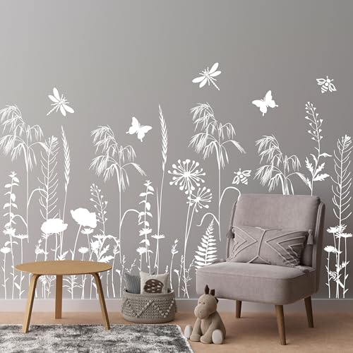 Large Flower Stencils for Painting Walls Floral Stencils for Wood Fence - style: Wildflower