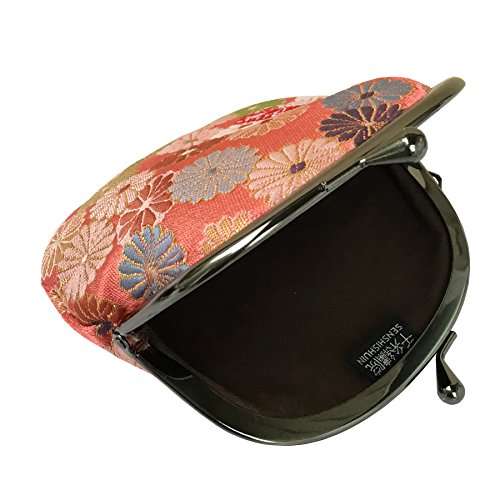 Nishijin brocade round clasp purse/coin purse with lining, size L. (Shugikuranman) - color: Shugikuranman