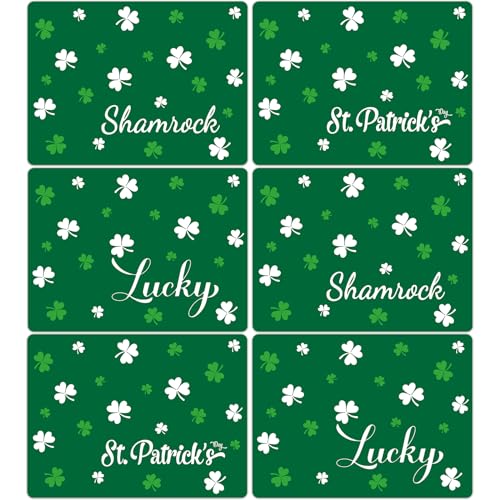 St. Patrick's DayPlacemats Set of 6 Shamrock Plastic Table Mat 17×13×0.04in - style: Green Shamrock