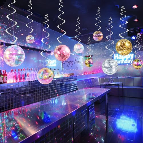40 Pack Disco Hanging Decorations – Retro Dance Birthday Decorations for Girls, Disco Party Supplies and Groovy 70s Theme Decor