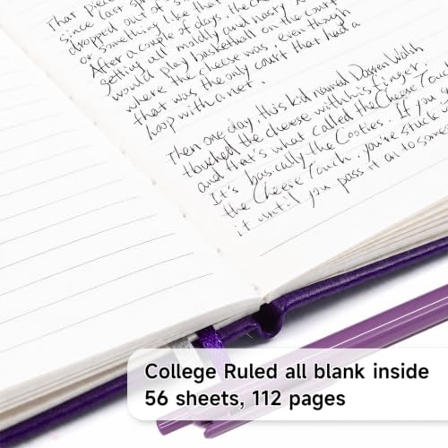 feela 6 Pack Pocket Mini Notebooks Bulk, Small Cute Memo Notepads Hardcover College Ruled Lined Journals with Pen Holder for School Business Work, with 6 Black Pens, 3.5”x 5.5”, A6, Purple - color: 6 Purple