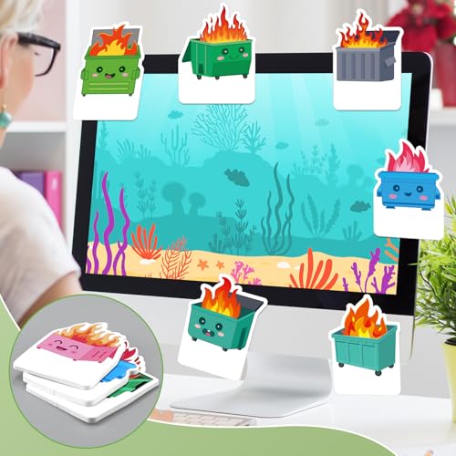 Yinder 24 Pads Fun Sticky Notes Kawaii Dumpster Fire Memo Pad Bulk - color: Multicolor, size: Dumpster
