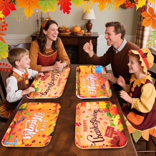 Vesici 4 Pack Thanksgiving Serving Trays, 13x10 Inch Melamine Platters - style: Thanksgiving