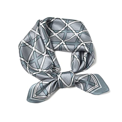 100% Mulberry Silk Scarf - 25.6" Square Neckerchief & Headscarf Gift Packed - color: Bluish