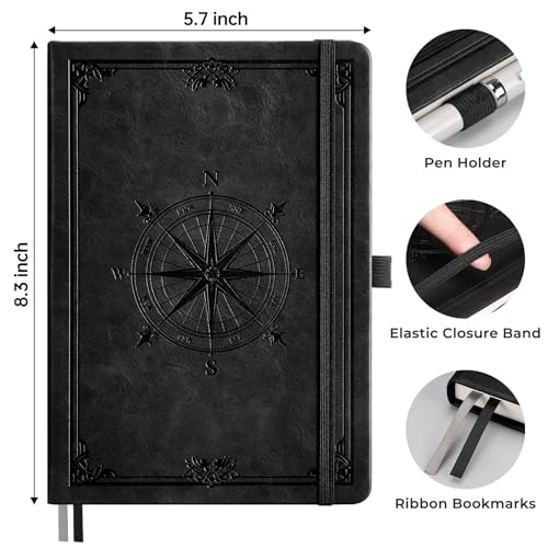 AHGXG Dotted Journal Notebook, 192 Pages, A5 Medium Size (5.7'' x 8.3'') - color: Black