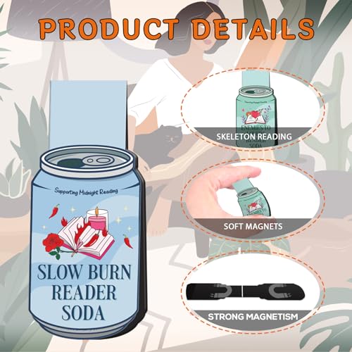 Drink Soda Magnetic Bookmarks Gifts - Wxiben 16 Pcs Funny Book Club Magic Magnet Book Markers Ticket Reading Tracker Bookmarks Magnetic Page Clips for Book Lovers Women Men School Office Supplies - style: Drink Soda