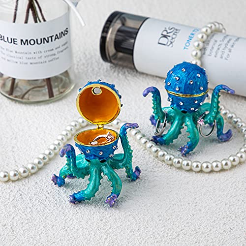 YU FENG Octopus Trinket Box Hinged Jewelry Organizer Sea Animal Figurine - color: Octopus