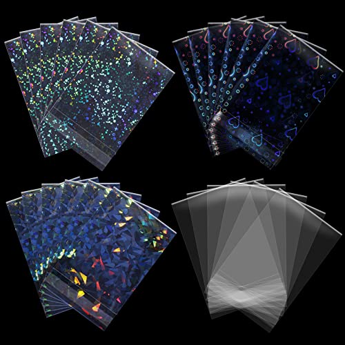 Tinlade 200 Pcs Laser Flashing Kpop Holographic Photo Card Sleeves