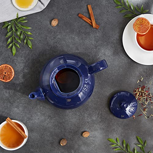 RSVP Large Stoneware 6-Cup Teapot, Blue - color: Blue, size: 42 oz